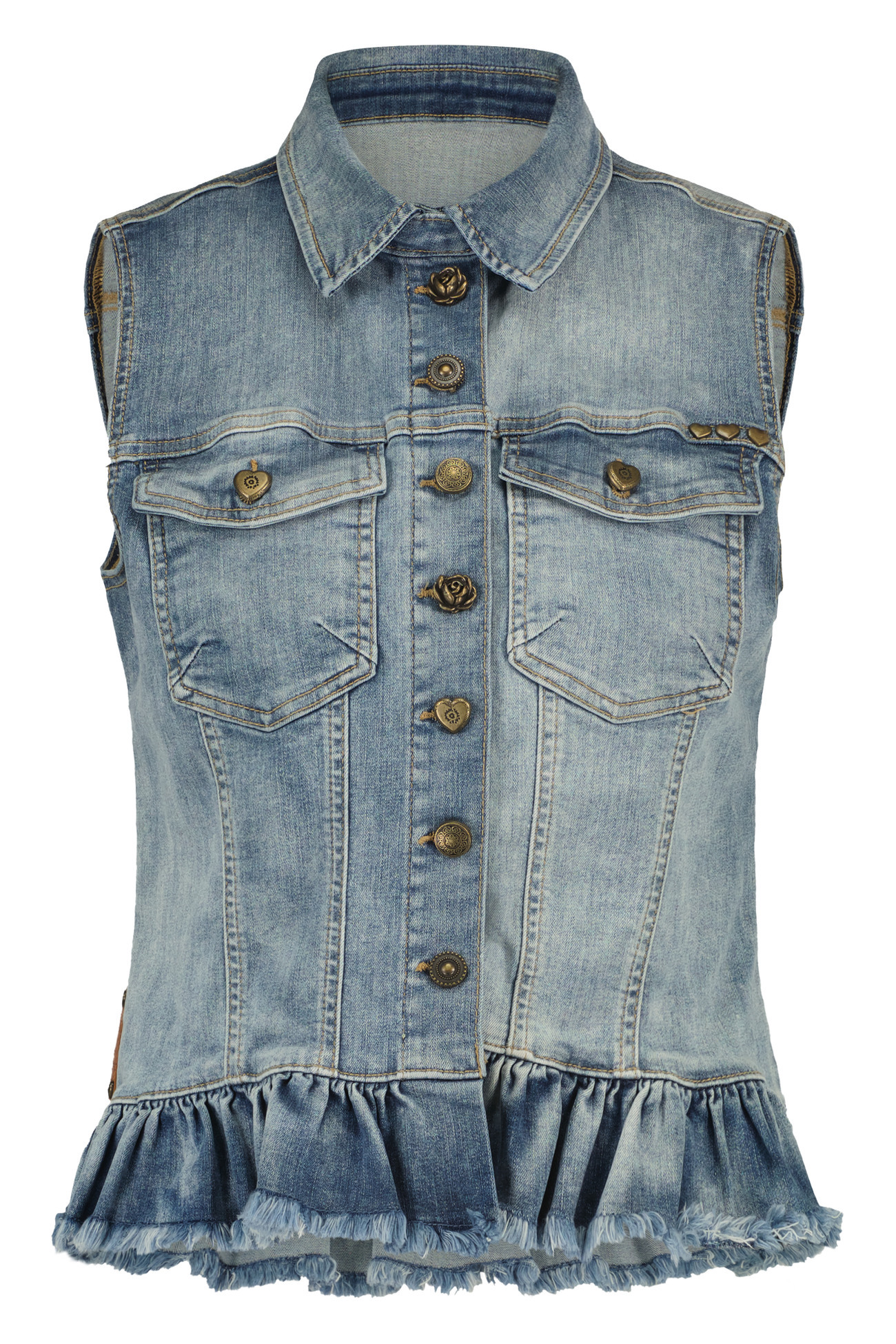 GILET RUFFLED DENIM 9800410DD VAN ISLA IBIZA