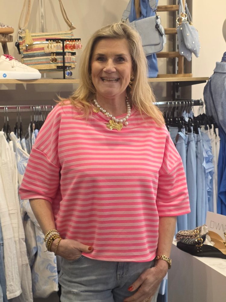 T SHIRT STRIPEFLOW ROZE/LICHT ROZE